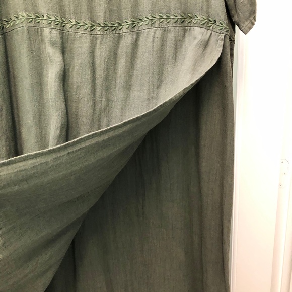 🎉2HP🎉 MARC+WARE Woman 100% Linen A-Line Maxi Dress Olive Green Vintage Plus 2X - Picture 3 of 11